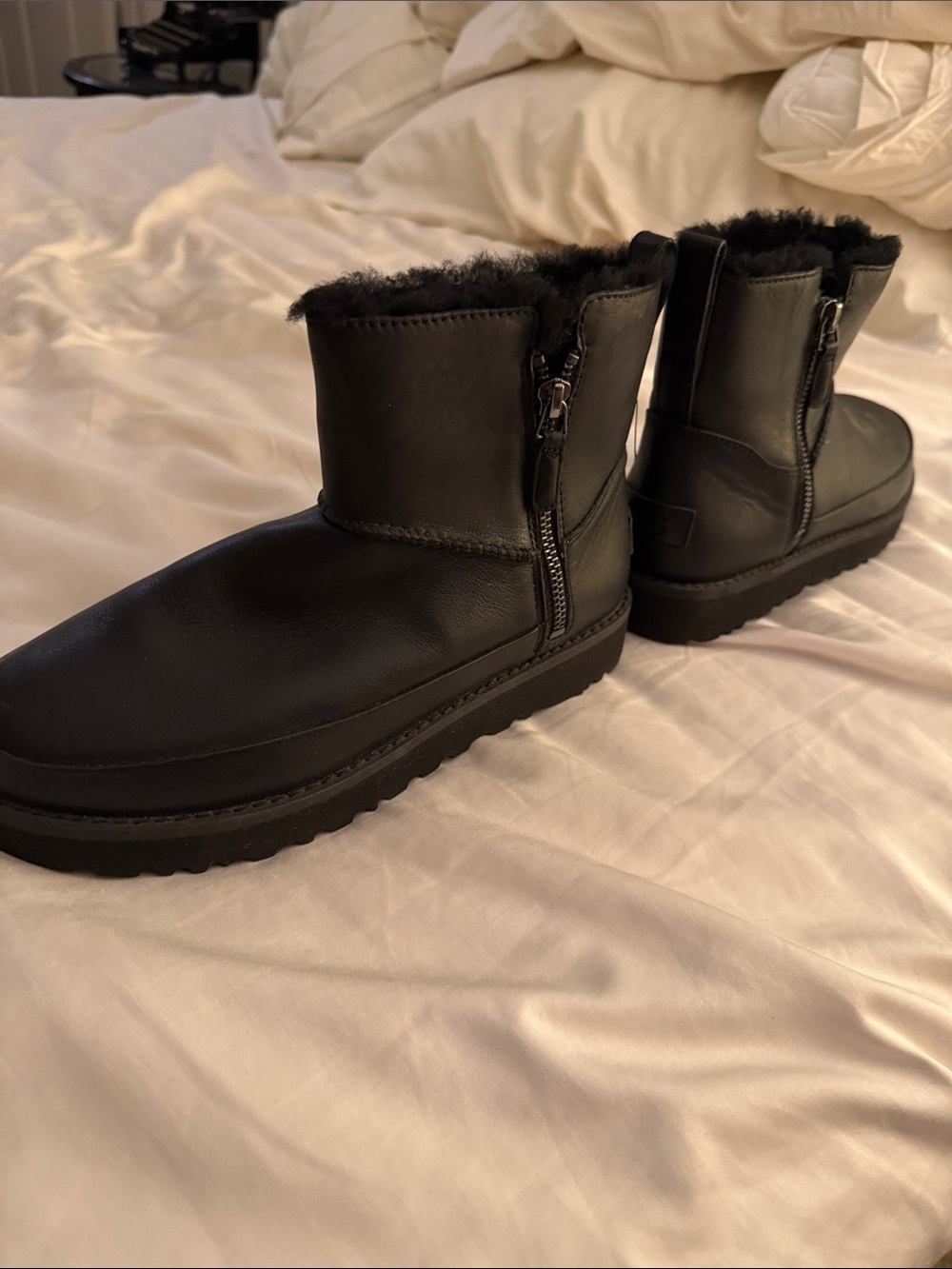 UGG Black Short Shearling-Lined Zip Ankle Boots
